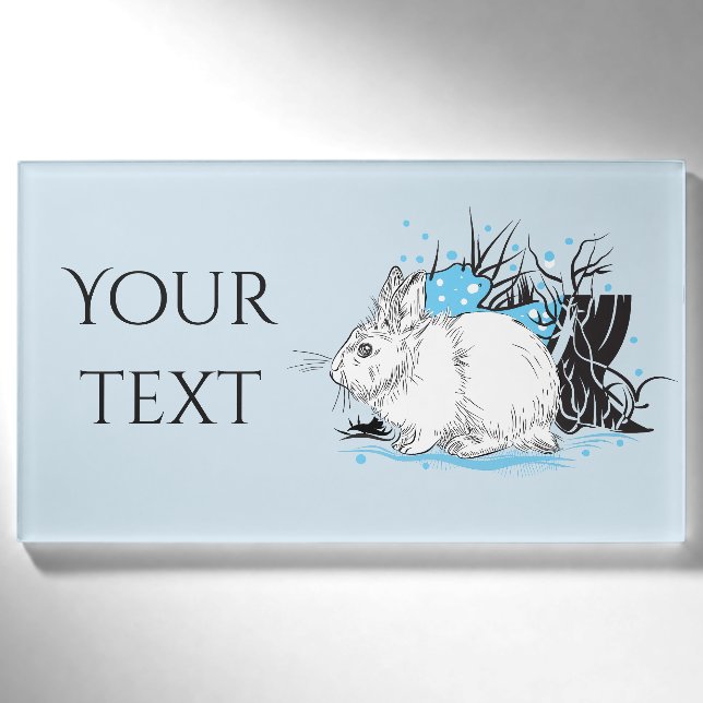 Badge D'identification blanc noël lapin lièvre (Devant)