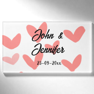 Badge D'identification blanc simple style de texte mariage rouge coeur