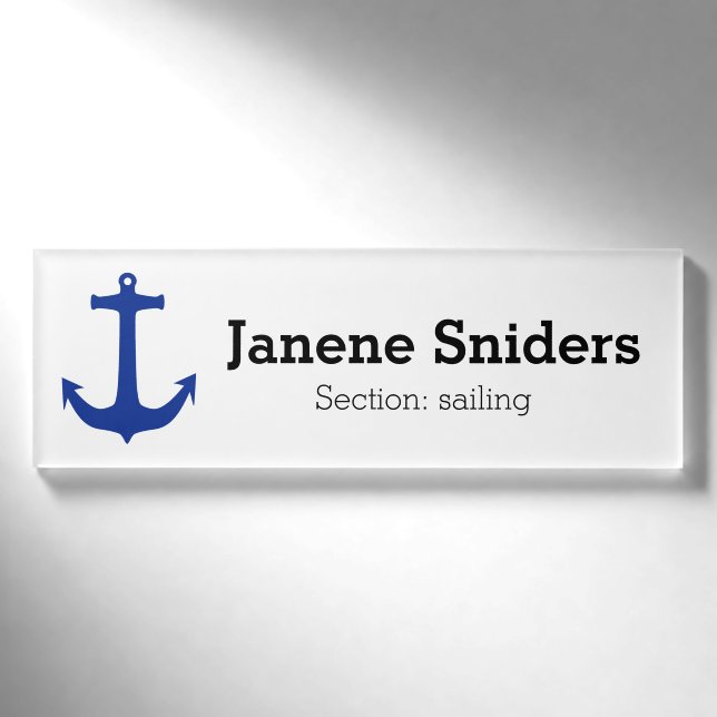 Badge D'identification bleu Ancre + votre arrière - plan & idées (Devant)