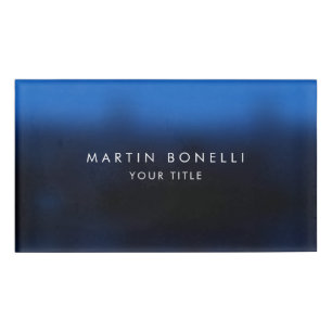 Badge D'identification Bleu foncé Noir moderne minimaliste Plaque