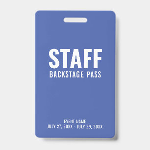 Badge d'identification bleu pour accès backstage d