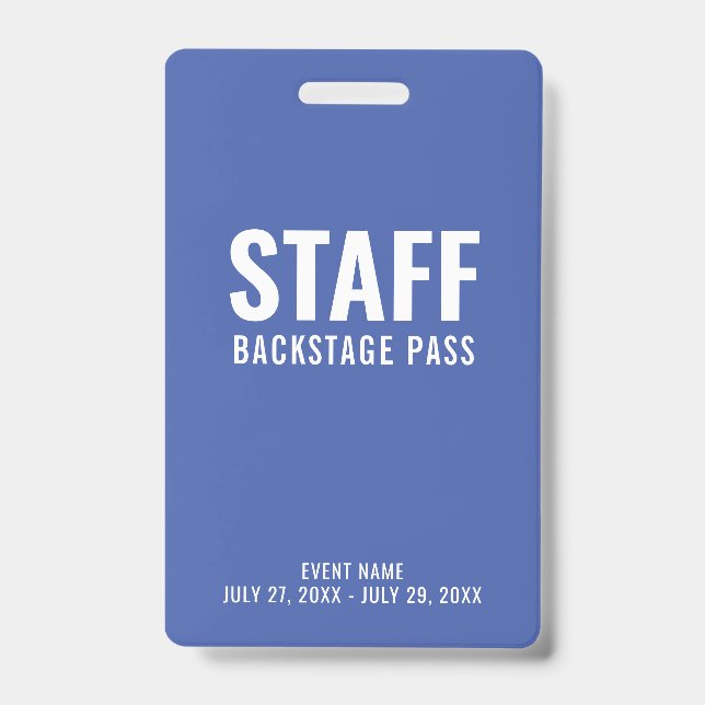 Badge d'identification bleu pour accès backstage d (Avant)