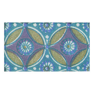 Badge D'identification Bleu vert Rustique Boho Motif circulaire géométriq