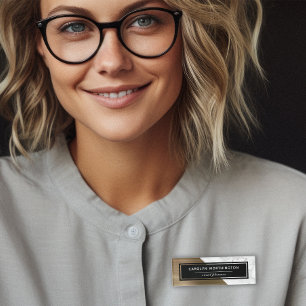 Badge D'identification Bloc de couleur métal brossé en marbre moderne or