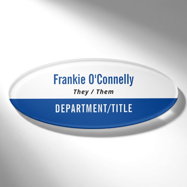 Badge D'identification Blue Clean Personal Pronounounounounours Employé (Devant)