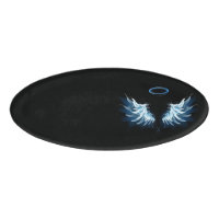 Blue Glowing Angel Wings on black background