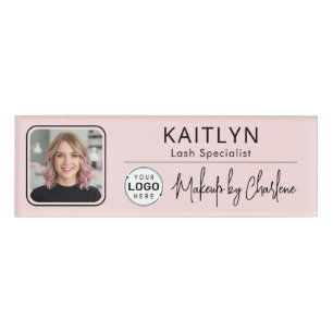 Badge D'identification Blush Rose Logo Script Photo Maquillage