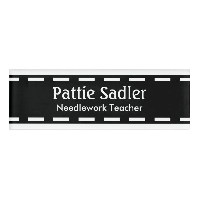 Badge D'identification Bordure de couture noire + vos idées (Devant)