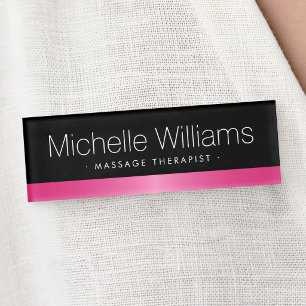 Badge D'identification Bordure en satin rose élégant noir