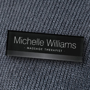 Badge D'identification Bordure grise satinée élégante noir