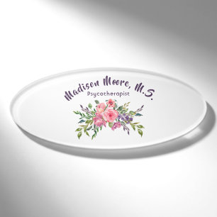 Badge D'identification Bouquet Floral Lavande Et Rose
