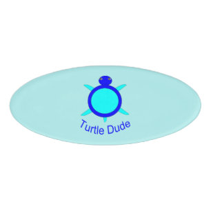 Badge D'identification Bright Blue Turtle Dude Nom balise