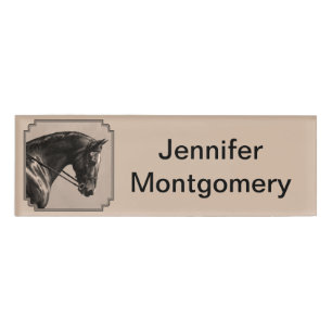 Badge D'identification Brown Bay Oldenburg Horse Portrait Sepia