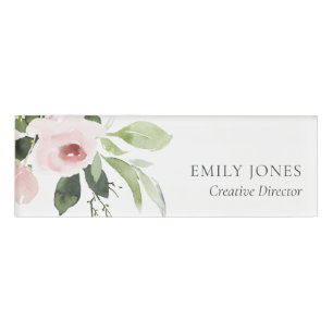 BADGE D'IDENTIFICATION BUNCH FLORAL ROSE ROSE BLANC DOUX ET SOBRE À COUL