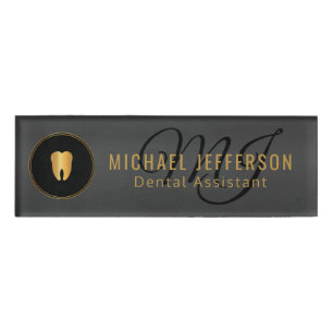 Badge D'identification Bureau des dentistes de monogramme - Noir et or