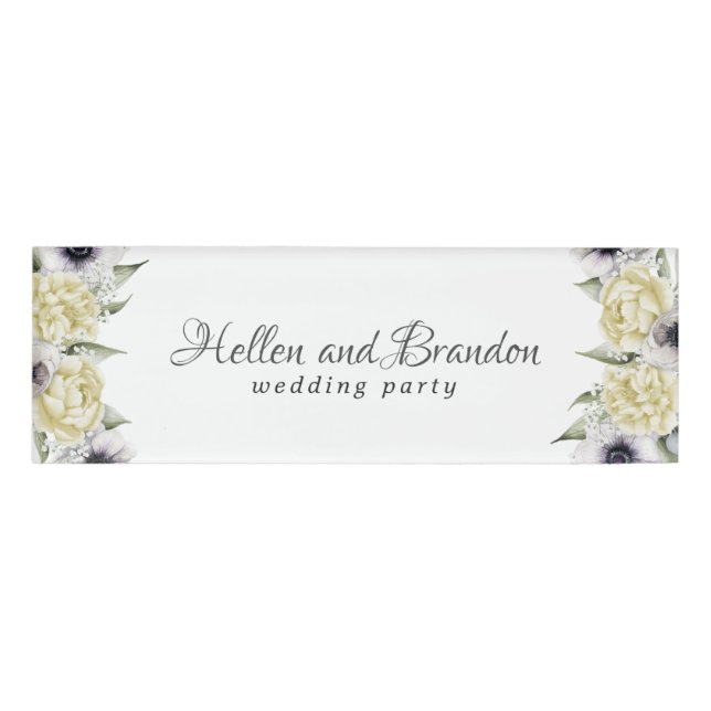 Badge D'identification Cadre de fleurs pastel chic (Devant)