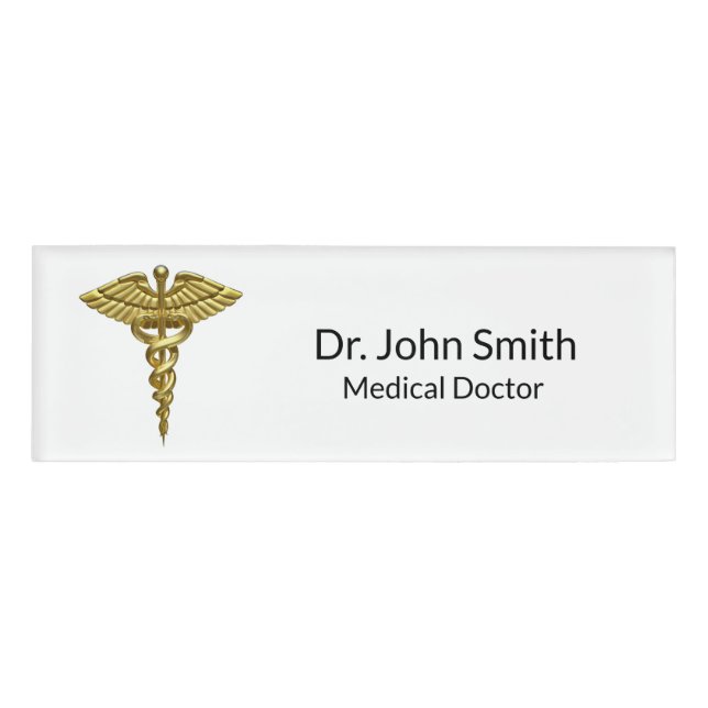 Badge D'identification Caducée en or Médicale professionnel (Devant)