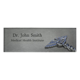 Badge D'identification Caducée Médicale professionnel de chrome -