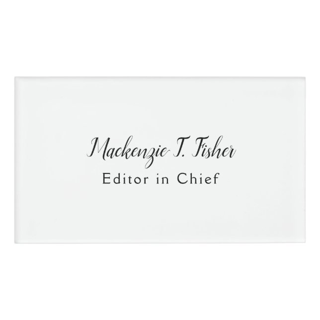 Badge D'identification Calligraphie classique Élégante Plaque blanche sim (Devant)