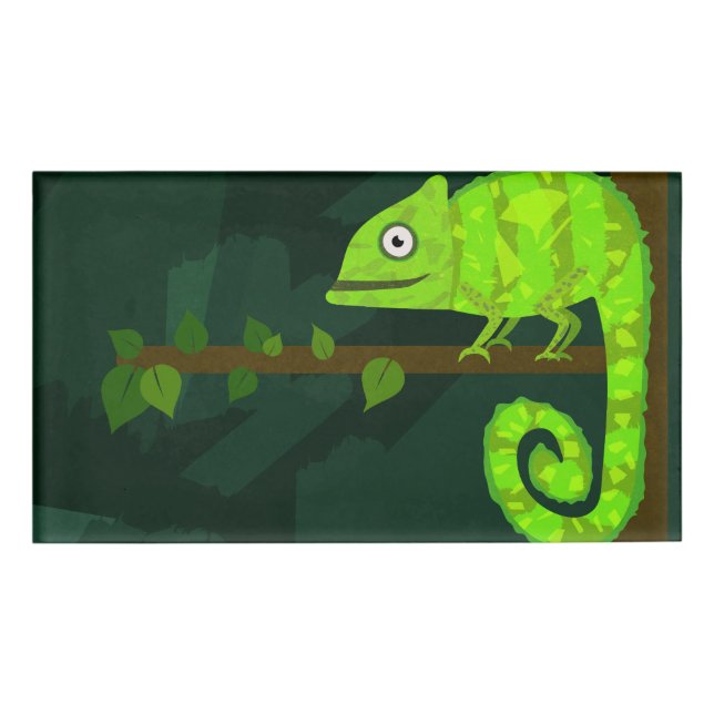 Badge D'identification Caméléon vert mignon (Devant)