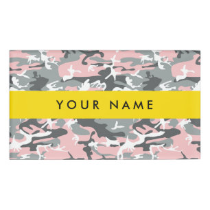 Badge D'identification Camouflage rose et gris Votre nom Personnalisez