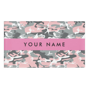 Badge D'identification Camouflage rose et gris Votre nom Personnalisez