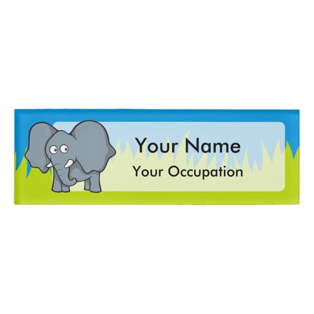 Badge D'identification Caricature d'éléphant gris (Devant)