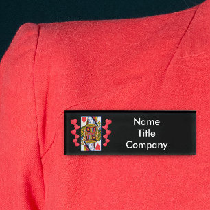 Badge D'identification Carte à jouer Reine du cœur vintage Cœurs rouges
