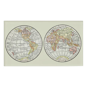 Badge D'identification Carte du monde de voyage Terre 1916 Atlas mondial