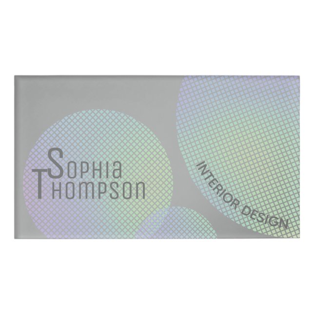 Badge D'identification Cercles Arc-en-ciel Holographique Faux modernes (Devant)