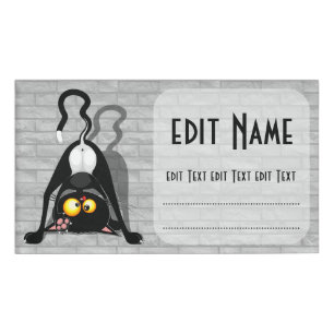 Badge D'identification Chat à l'envers Personnage de dessin animé drôle