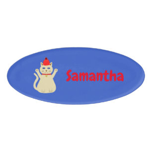 Badge D'identification Chat de Noël mignon Nom personnalisé