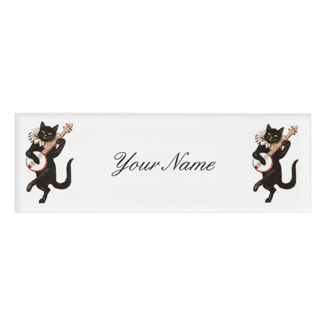 Badge D'identification Chat jouant le banjo Thunder_Cove (Devant)