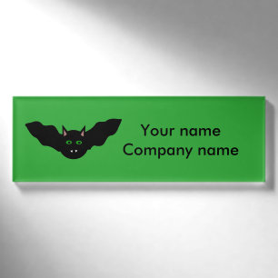 Badge D'identification Chat Vampire face chauve Halloween personnalisée
