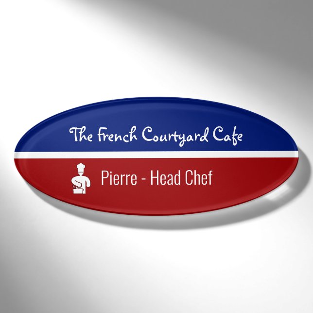Badge D'identification Chef et personnel français de restaurant (Devant)