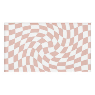 Badge D'identification Chèques Retro Dusty Rose rose sable À damiers