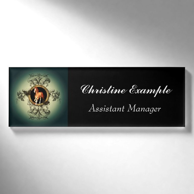 Badge D'identification Cheval merveilleux en cercle avec les éléments (Devant)