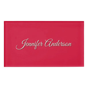 Badge D'identification Chic Calligraphie Élégant Cerisier Rouge Personnal