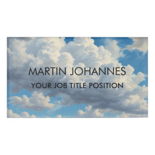 Badge D'identification Chic Elegant Plain élégant Ciel Bleu et Nuages