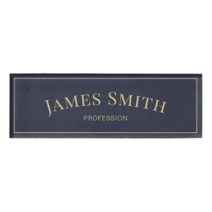 Badge D'identification Chic Indigo Bleu foncé & Luxe Golden Professional