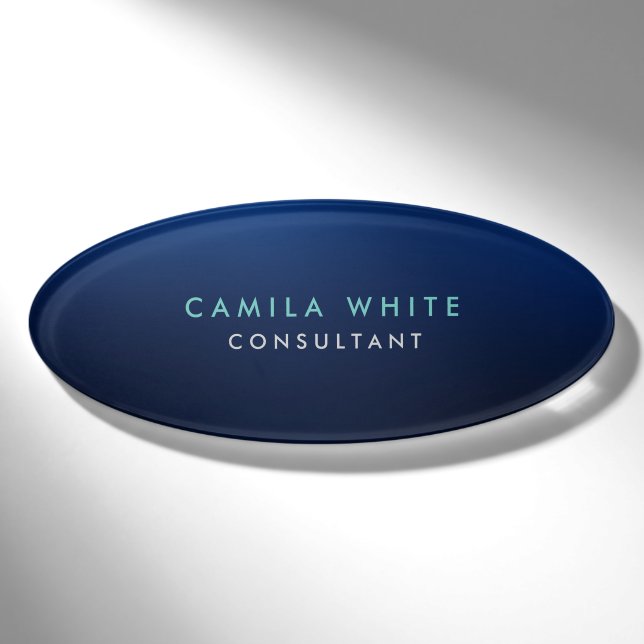 Badge D'identification Chic Night Blue Elegant Professionnel (Devant)