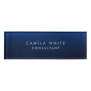 Badge D'identification Chic Night Blue Elegant Professionnel
