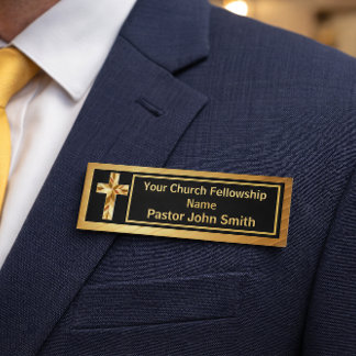 Badge D'identification Church Pastor Classy Or Et Noir