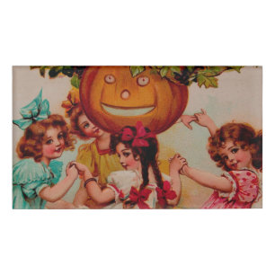 Badge D'identification Citrouille de la fête d'Halloween vintage