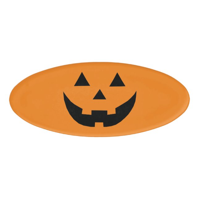 Badge D'identification Citrouille orange amusant Jack-o'-lantern Hallowee (Devant)