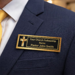 Badge D'identification Classeuse or Gold And Black pour Pasteur d'église