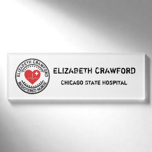 Badge D'identification Coeur ECG de timbre d'infirmier autorisé avec