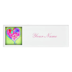 Badge D'identification cœur tourbillonnant rose
