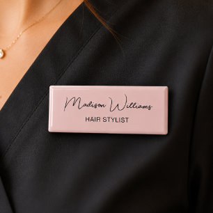 Badge D'identification Coiffeur Rose Moderne