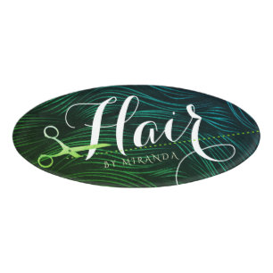Badge D'identification Coiffeuse Coiffeuse Beauté Green Ciseaux Or